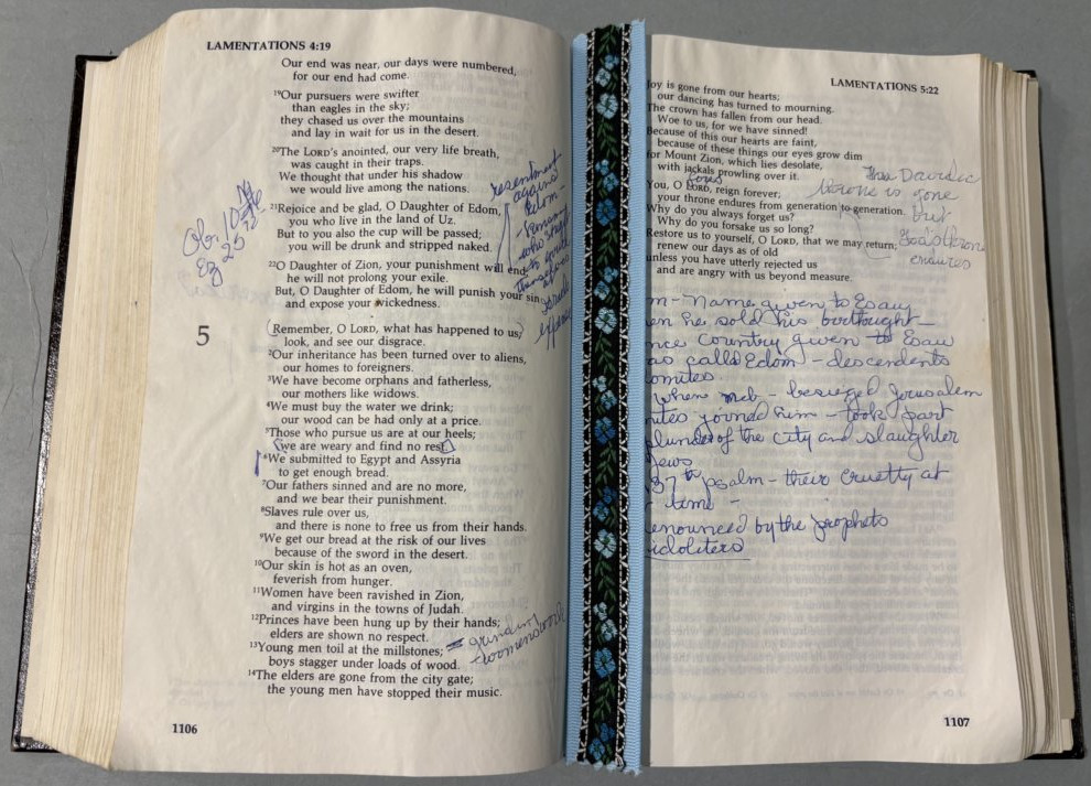 Annotated Bible Pages with Bookmark